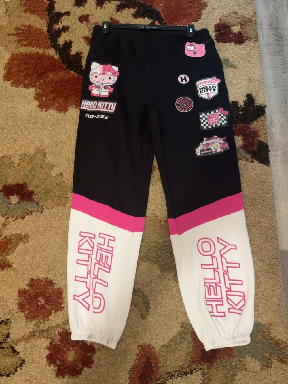 Hello Kitty Black, Pink & White Girls' Jogger Sweatpants